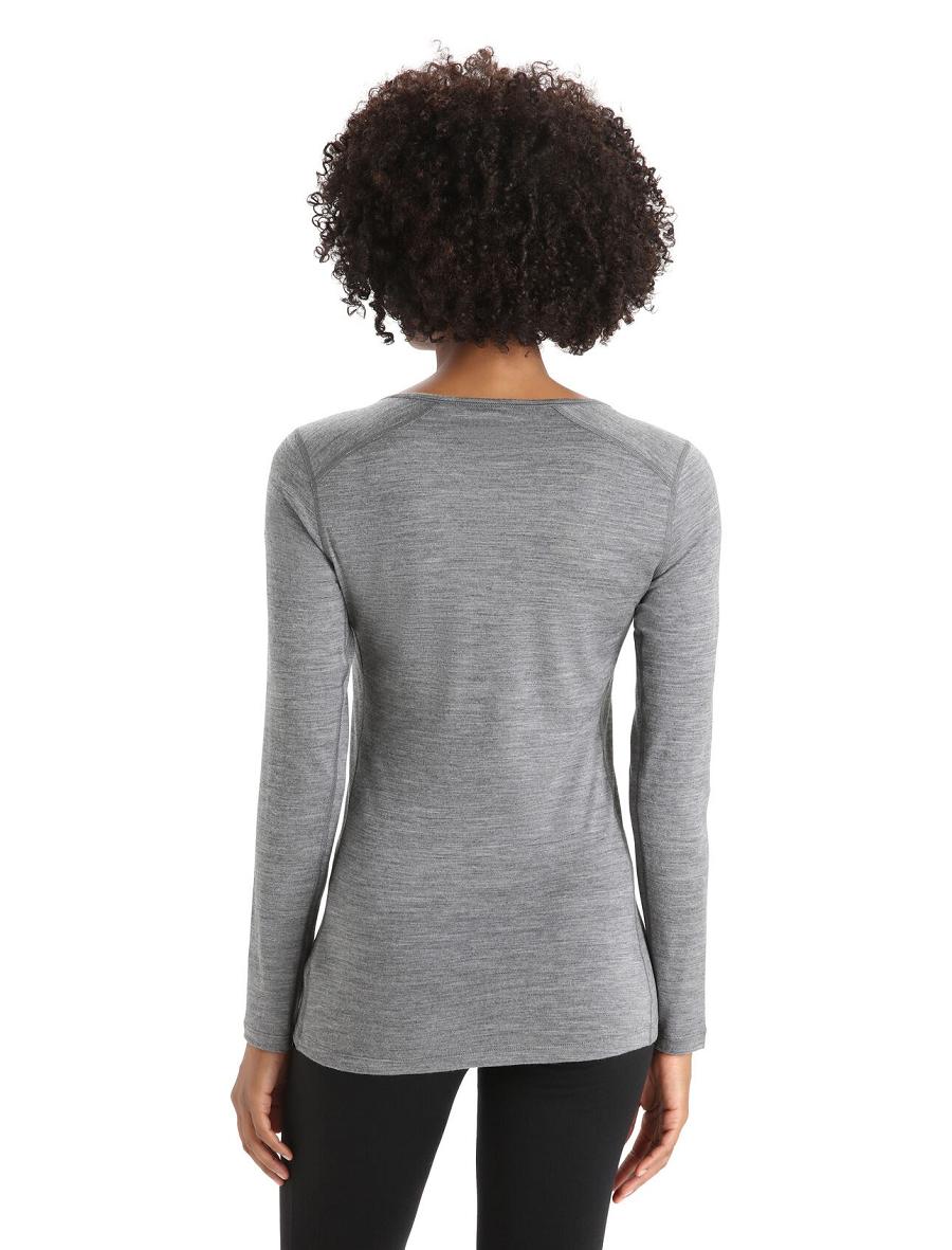 Icebreaker Merino 200 Oasis Long Sleeve Scoop Neck Thermal Top Naisten Base Layers Harmaat | FI 1876QMAZ